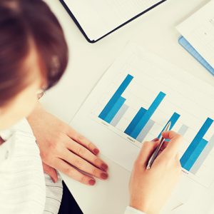 Business woman looking at accounts