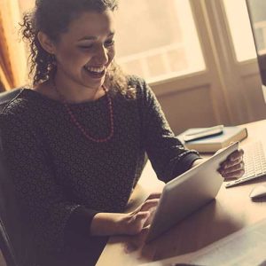 Woman looking at personal tax review