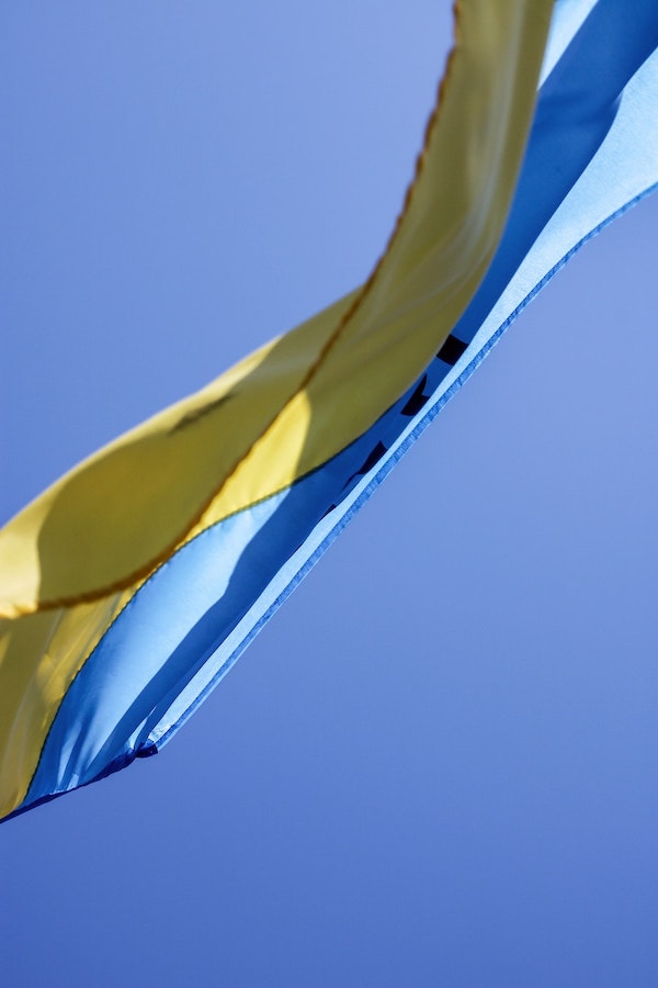 Ukraine flag blowing in the wind